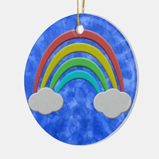  papier gesneden regenboog en wolken Waterverf Keramisch Ornament (Links)