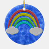  papier gesneden regenboog en wolken Waterverf Keramisch Ornament (Achterkant)