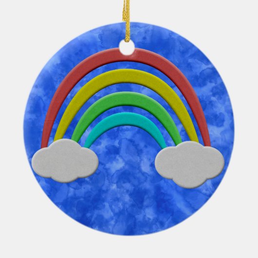  papier gesneden regenboog en wolken Waterverf Keramisch Ornament (Achterkant)
