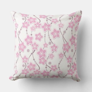 Papier gesneden roze bloemen op witte achtergrond buitenkussen