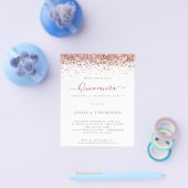 PAPIER | Girly Roos Gold Glitter Quinceañera Invit Flyer (Enkel)