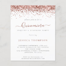 PAPIER | Girly Roos Gold Glitter Quinceañera Invit