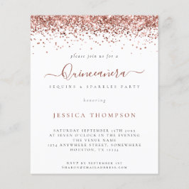 PAPIER | Girly Roos Gold Glitter Quinceañera Invit Flyer