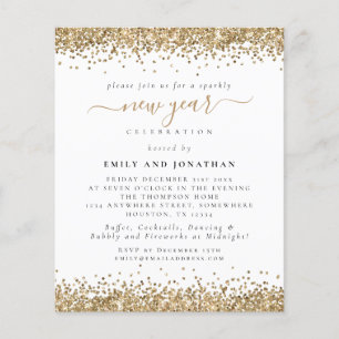 PAPIER   Glam Gold Glitter New Year Eve Invite Flyer