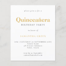 PAPIER Gold Black Text Quinceañera Birthday Invite