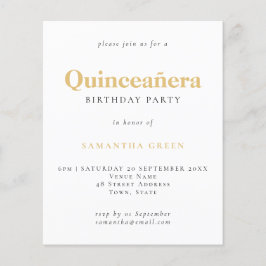PAPIER Gold Black Text Quinceañera Birthday Invite Flyer
