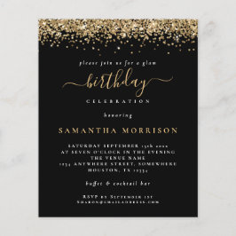 PAPIER | Gold Glitter Any Age Birthday Black Invit Flyer