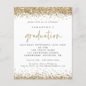 PAPIER Gold Glitter Border Afstuderen Uitnodiging Flyer (Voorkant)