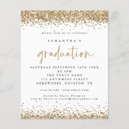 PAPIER Gold Glitter Border Afstuderen Uitnodiging Flyer
