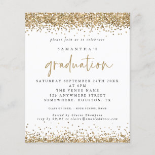 PAPIER Gold Glitter Border Afstuderen Uitnodiging Flyer