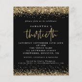 PAPIER Gold Glitter Dertigparty Black Invite Flyer (Voorkant)