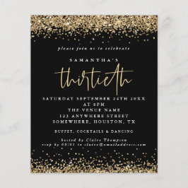 PAPIER Gold Glitter Dertigparty Black Invite Flyer