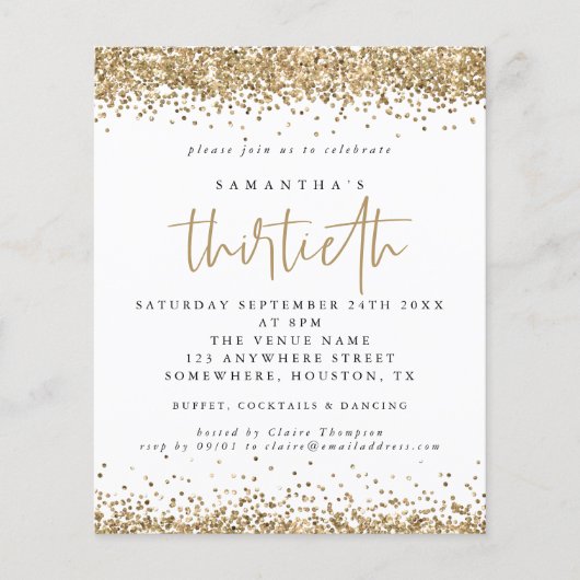 PAPIER Gold Glitter - Dertigste partijuitnodiging Flyer (Voorkant)