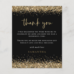 PAPIER  Gold Glitter Fiftieth Black Foto bedankt Flyer