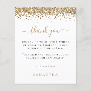 PAPIER Gold Glitter Foto Sweet 16 Hartelijk dank Flyer
