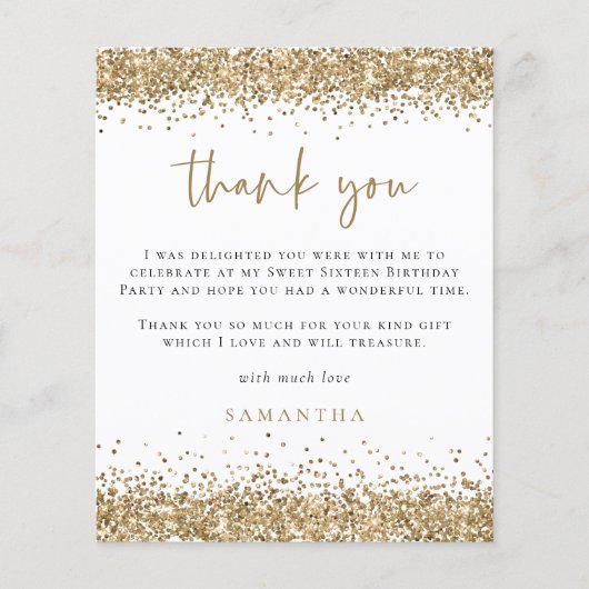 PAPIER | Gold Glitter Foto Sweet Sixteen - Harteli Flyer (Voorkant)