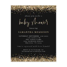 PAPIER Gold Glitter Girl Boy Baby shower Black
