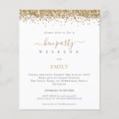 PAPIER | Gold Glitter Hen Weekend Itinerary Invite Flyer (Voorkant)