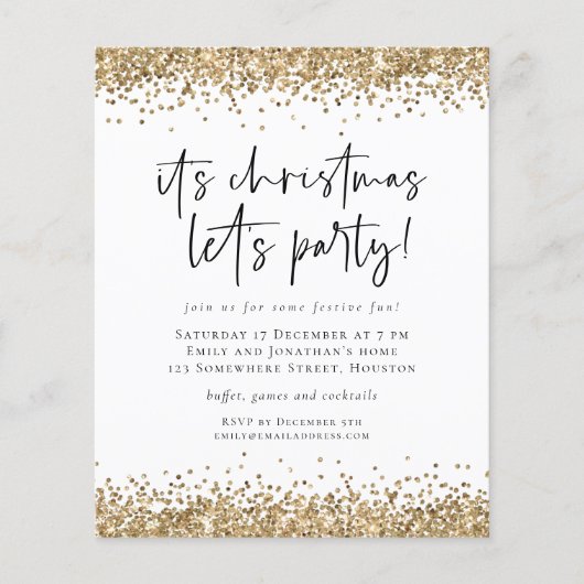 PAPIER | Gold Glitter-kerstfeestfeest Flyer (Voorkant)