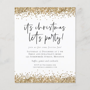 PAPIER   Gold Glitter-kerstfeestfeest Flyer