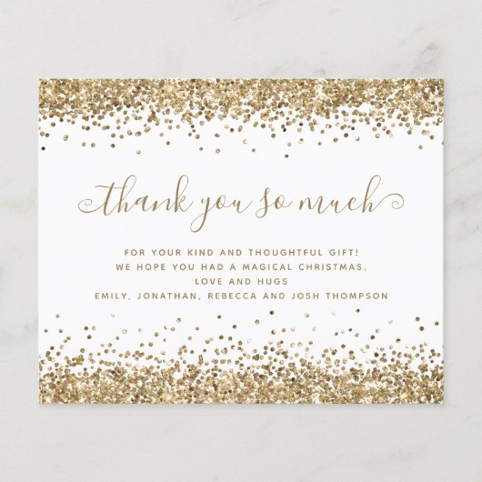 PAPIER | Gold Glitter Kerstmis Hartelijk dank Flyer (Voorkant)