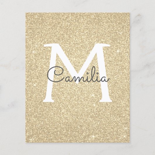 Papier Gold Glitter Monogram Quinceanera Flyer (Voorkant)