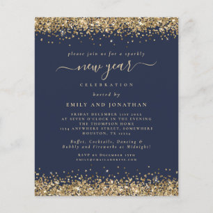 PAPIER Gold Glitter Navy Blue New Year Eve Party Flyer