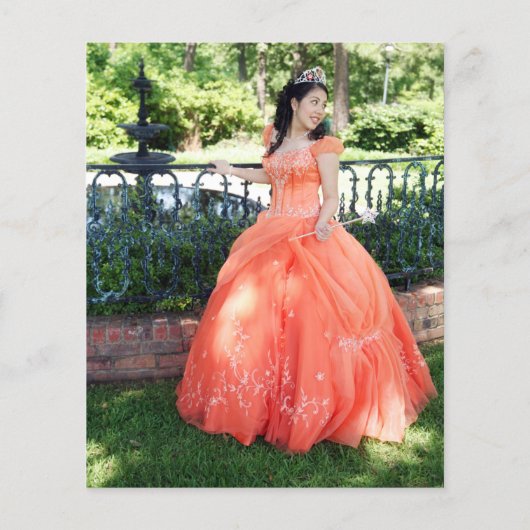 PAPIER | Gold Glitter Photo Quinceañera Hartelijk  Flyer (Achterkant)