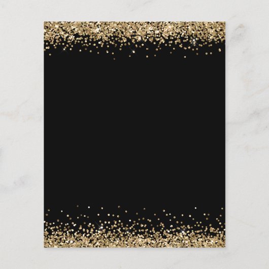 PAPIER | Gold Glitter Quinceañera 15th Party Black Flyer (Achterkant)