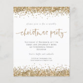 PAPIER | Gold Glitter Script-kerstparty uitnodigen Flyer (Voorkant)