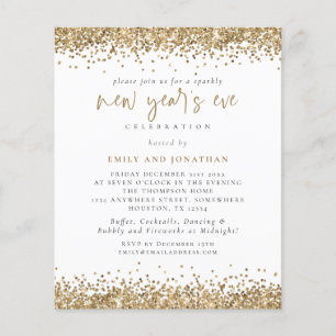 PAPIER Gold Glitter Script New Years Eve Invite Flyer