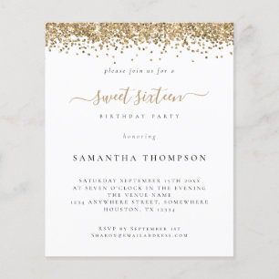 PAPIER   Gold Glitter Sweet Sixteen-uitnodiging Flyer