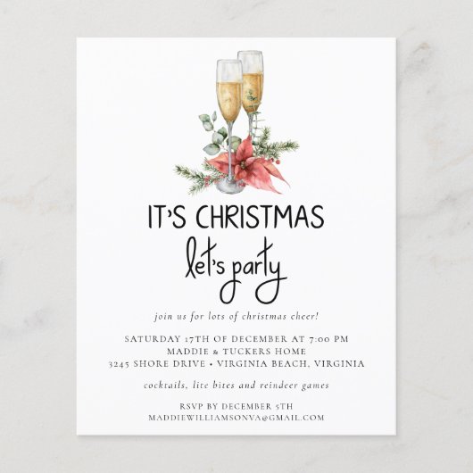 Papier | Gouden Confetti Champagne Let's Party Inv (Voorkant)