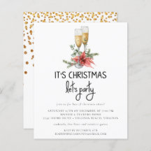 Papier | Gouden Confetti Champagne Let's Party Inv