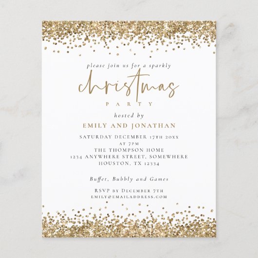 Papier Gouden Glitter Script Christmas Feest Uitno Flyer (Voorkant)