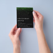 PAPIER | Green Glitter Kerstparty BlAck Invite Flyer (Hand)