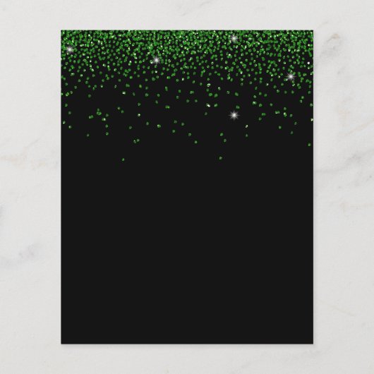PAPIER | Green Glitter Kerstparty BlAck Invite Flyer (Achterkant)