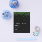 PAPIER | Green Glitter Kerstparty BlAck Invite Flyer (Enkel)