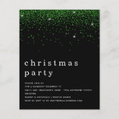 PAPIER | Green Glitter Kerstparty BlAck Invite Flyer (Voorkant)