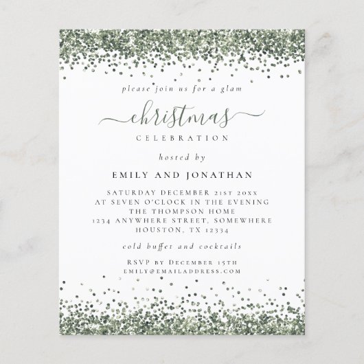 PAPIER | Groene Glitter-kerstfeestdag: witte uitno Flyer (Voorkant)