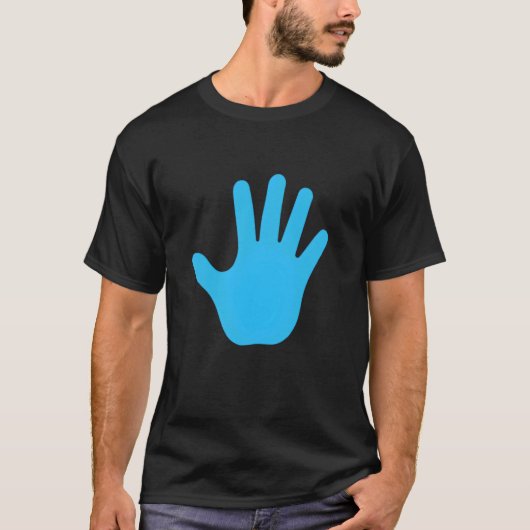 Papier Hand Blauw Hand Print Grappig T-shirt (Voorkant)