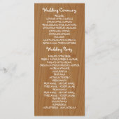 Papier hart op hout bruiloft programma programmakaart (Achterkant)