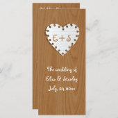 Papier hart op hout bruiloft programma programmakaart (Voorkant / Achterkant)