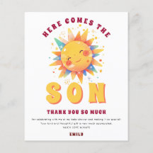 PAPIER Hier komt de zoon Baby shower dank u
