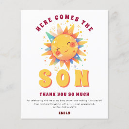PAPIER Hier komt de zoon Baby shower dank u Flyer