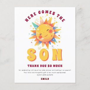 PAPIER Hier komt de zoon Baby shower dank u Flyer