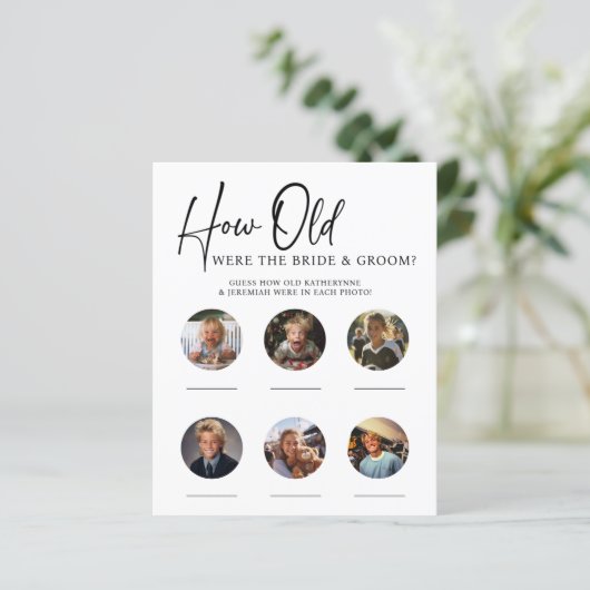 PAPIER Hoe oud waren bruid & bruidegom receptie sp (Staand voorkant)