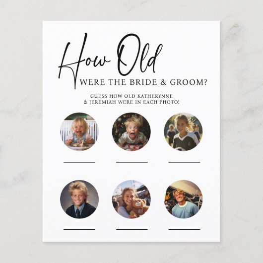 PAPIER Hoe oud waren bruid & bruidegom receptie sp (Voorkant)