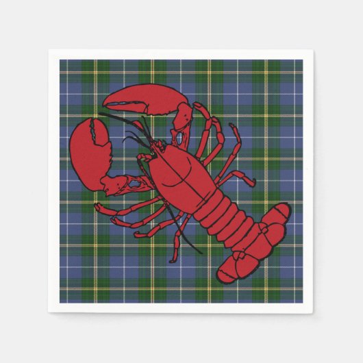 Papier inapkins blauw Nova Scotia Tartanlobster Servet (Voorkant)