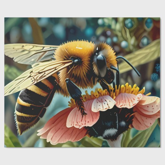 Papier inpakken met bijen verzamelen Pollen (Vlak)